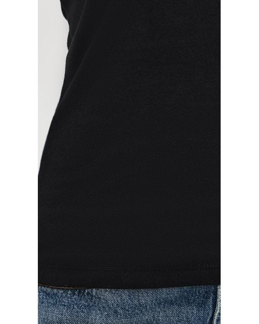 James Perse Black Stretch Rib Double Front Deep V Tee