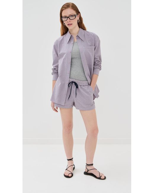 Tibi White Garment Dyed Seersucker Pull On Shorts