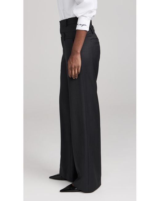 Marissa Webb Black Obie Asymmetrical Double Waist Trousers