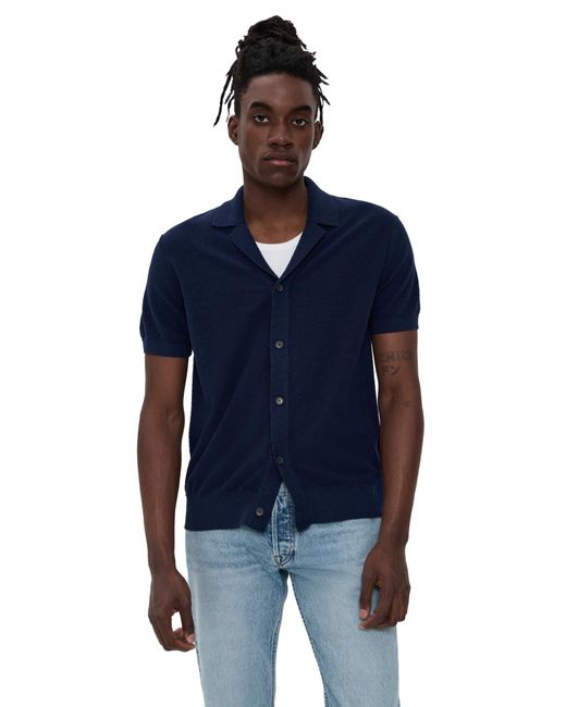 Club Monaco Blue Boucle Camp Collar Sweater for men
