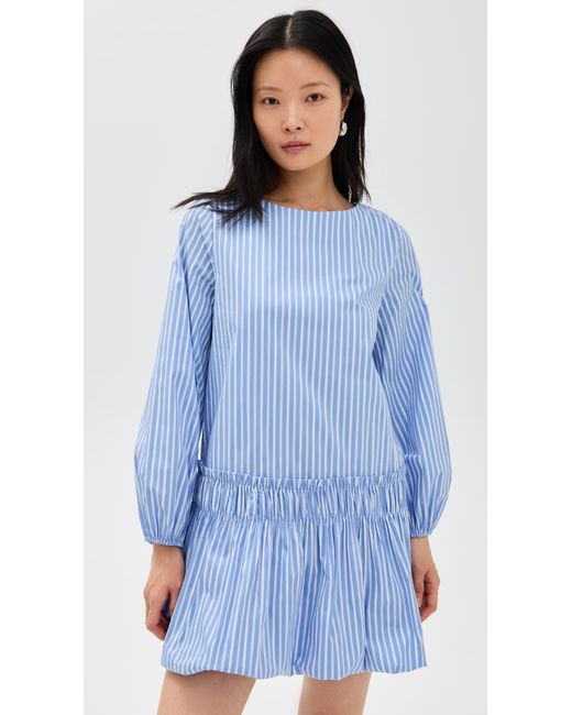 English Factory Blue Stripe Balloon Mini Dress