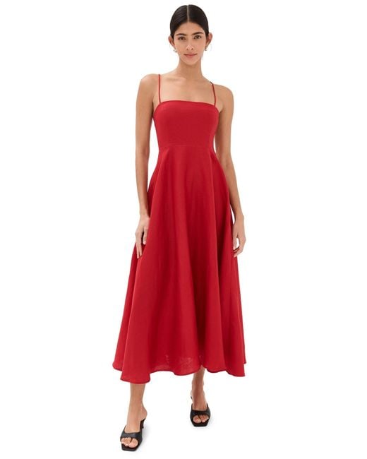 Reformation Monette Linen Dress in Red | Lyst