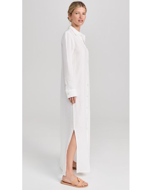 Faherty Brand White Dream Cotton Gauze Maxi Shirtdress