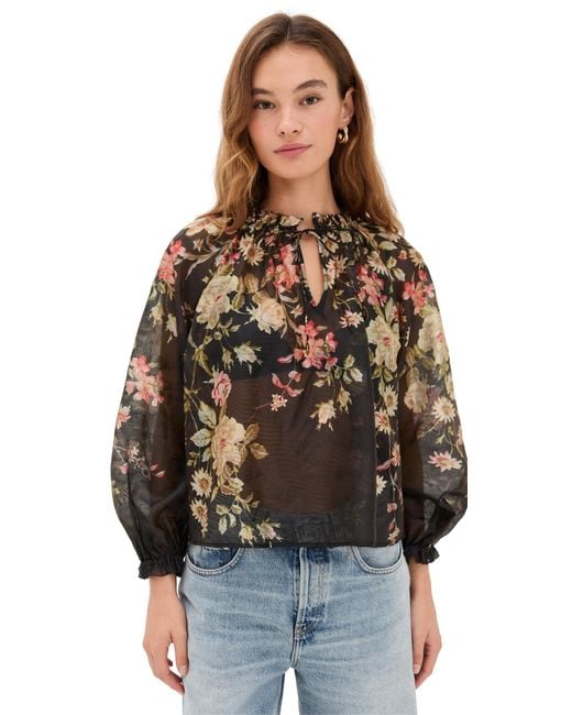 Sea Black Jolie Print Top