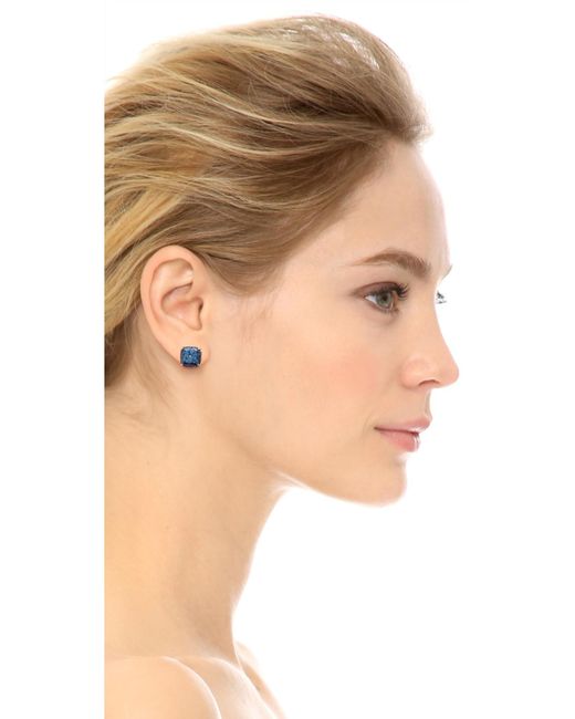 Kate Spade Small Square Stud Earrings - Navy Glitter in Blue | Lyst