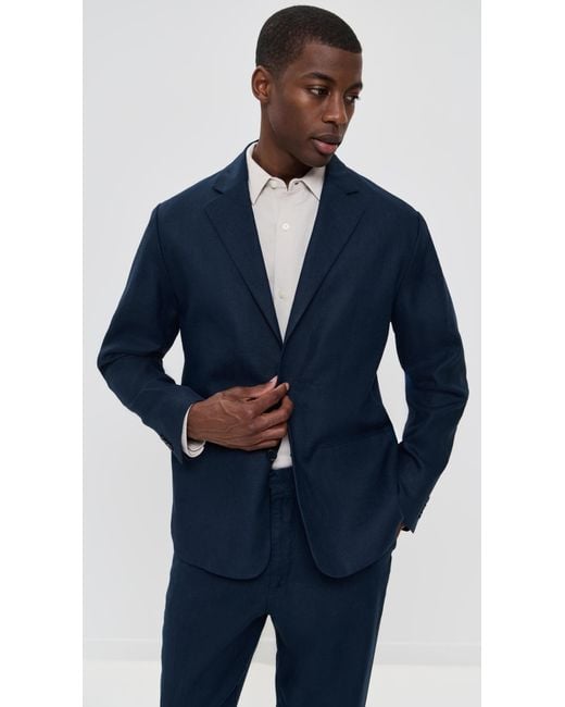 NN07 Blue Timo Linen Blazer for men