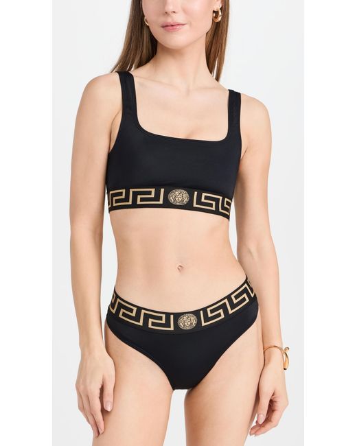 Versace Black Swim Bikini Top Lycra Vita Recycled