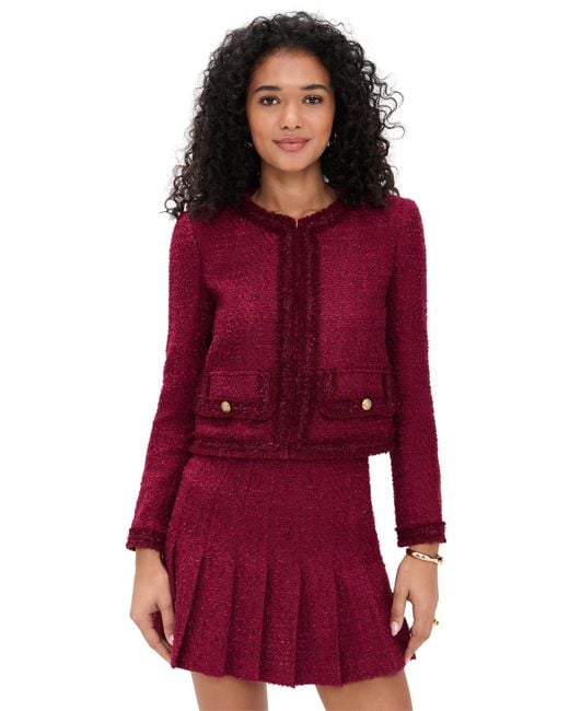 Alice + Olivia Red Landon Cropped Box Jacket