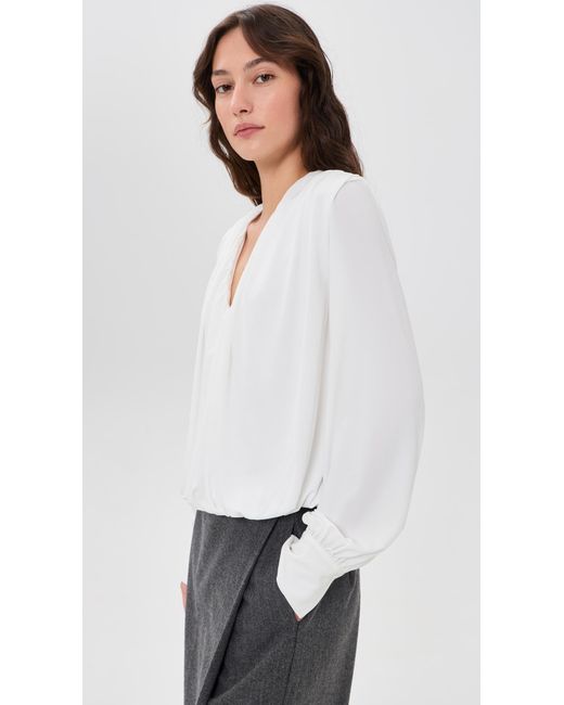 Vince White V Neck Bubble Top