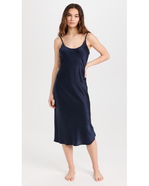 Lunya Blue Washable Silk Bias Slip Dress