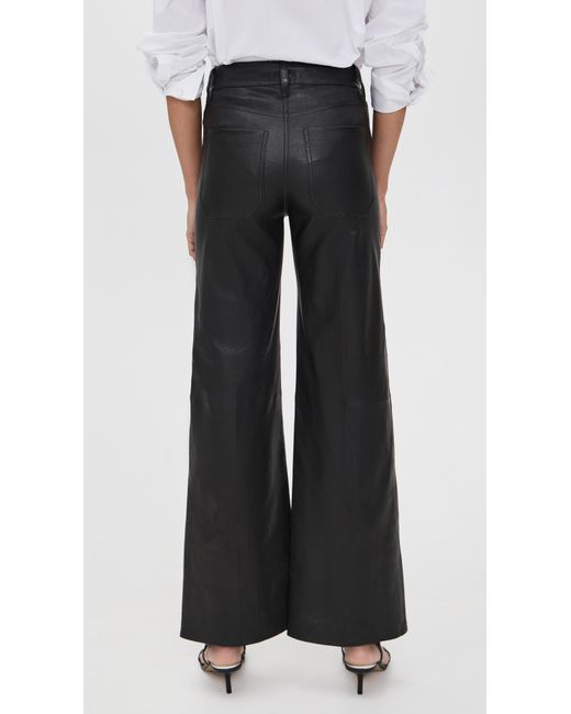 FRAME Black Leather Le Slim Palazzo Modernist Pocket Pants