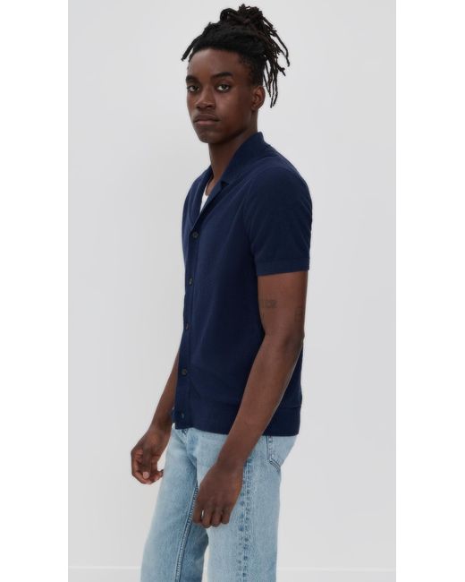 Club Monaco Blue Boucle Camp Collar Sweater for men