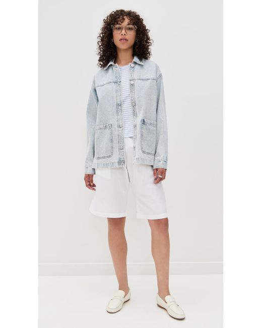 Madewell White Boxy Stripe Crop Tee