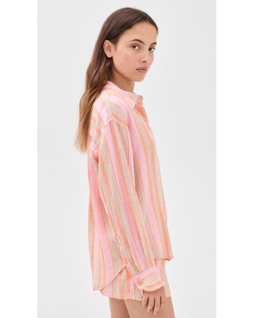 Z Supply Pink Perfect Striped Button Up