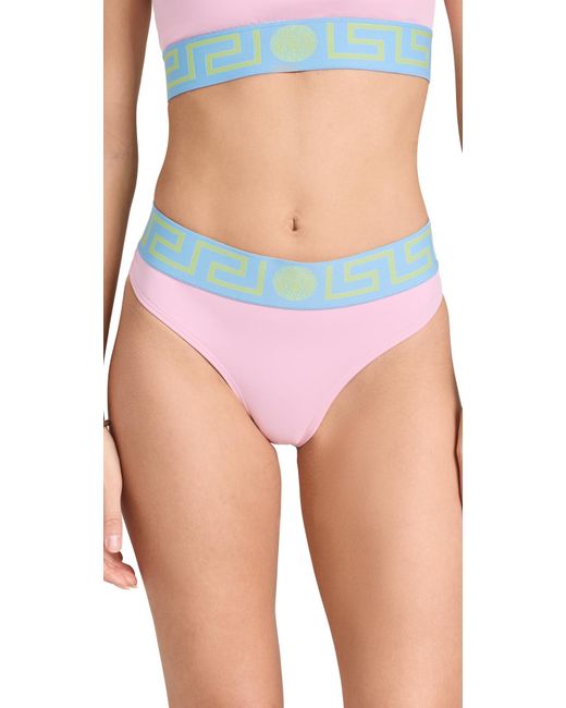 Versace Pink Swim Slip Lycra Vita Recycled Bikini Bottoms