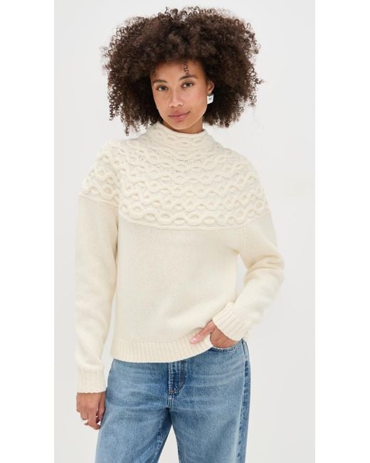 Theory White Cable Yoke Sweater