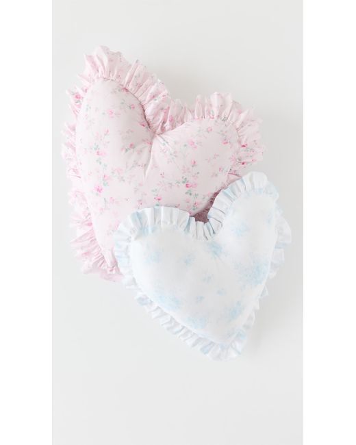 LoveShackFancy White Heart Ruffle Pillow
