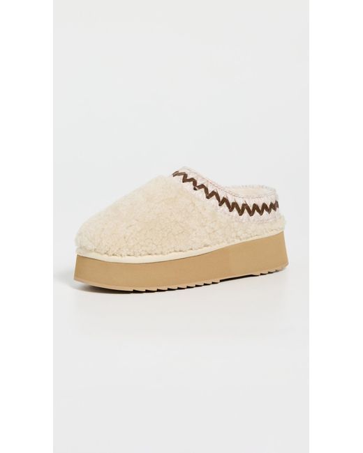 Mou White Curly Platform Clogs