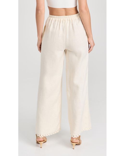 Sleeper Natural Sofia Linen Embroidered Pants