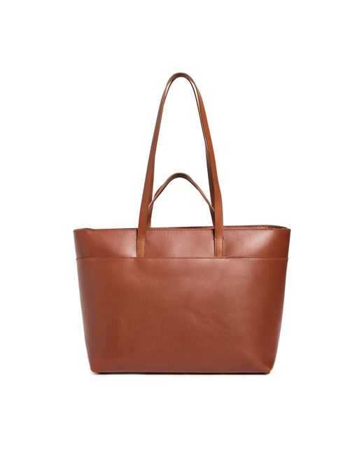 Madewell Brown The Zip-top Essential Tote In Leather