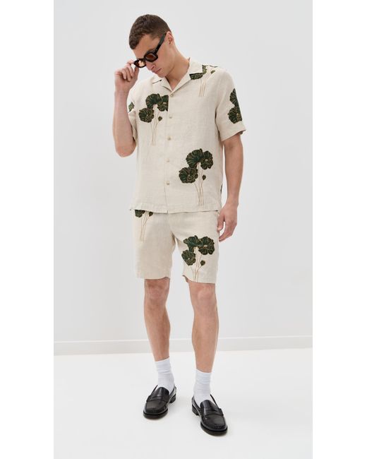 Frescobol Carioca Natural Roberto Linen Short Sleeve Shirt for men