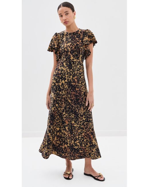 Ulla Johnson Multicolor Blithe Flutter Sleeve Midi Dress
