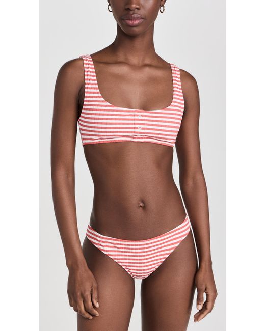 Solid & Striped Red Olid & Triped The Elle Button Bikini Top Lava Tripe
