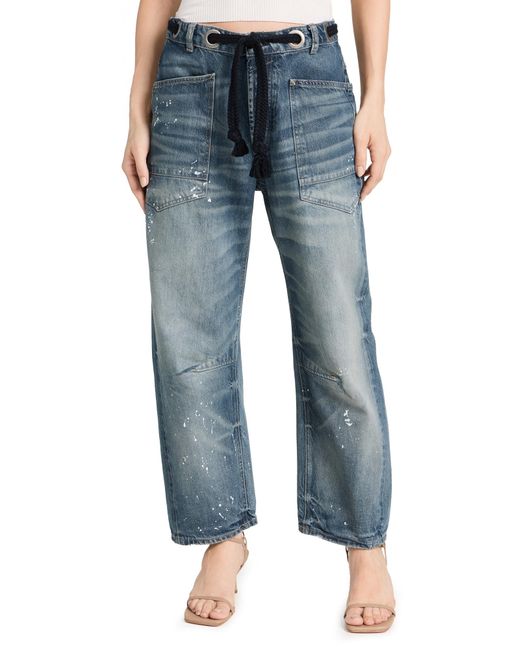Free People Blue Moxie Pull-On Barrel Jeans