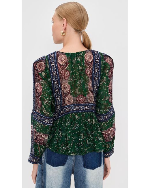 Sea Green Melba Print Long Sleeve Top