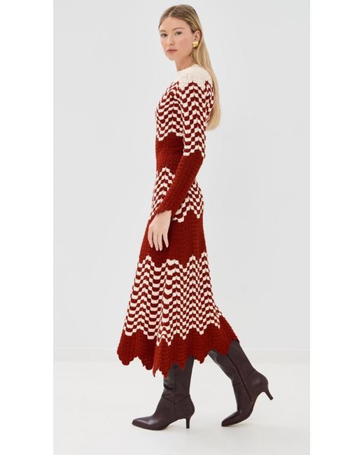 Escvdo Red Musa Long Sleeve Maxi Dress