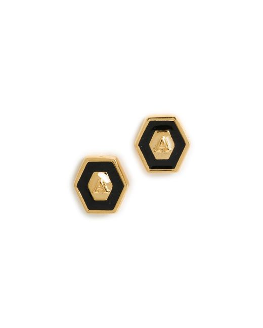 Gwen Beloti Multicolor Initial Hex Stud Earrings