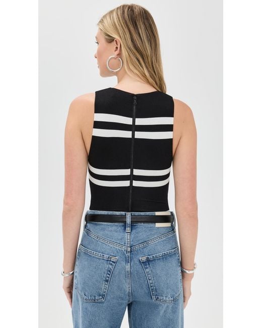 Alice + Olivia Black Rothy Sleeveless Sculpt Thong Bodysuit
