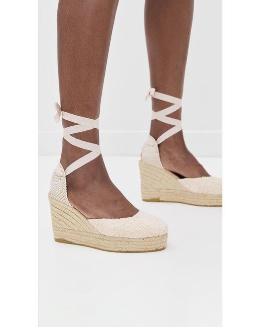Manebí White Wedge Crochet Espadrilles