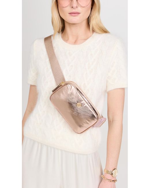 Tory Burch Pink Virginia Metallic Belt Bag