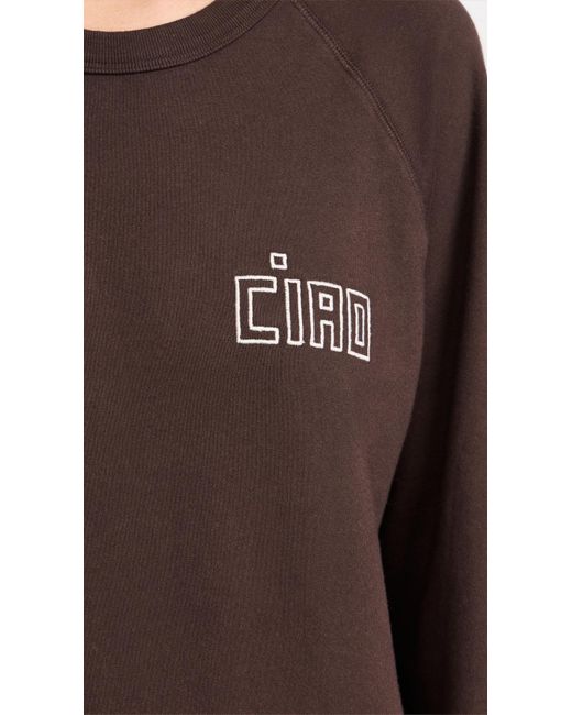 Clare V. Brown Care V. Ciao Sweatshirt Cocoa W/ Crea X