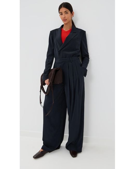 Tibi Blue Relaxed Suiting Assymetrical Wrap Blazer