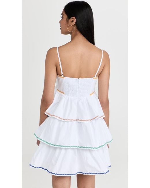 English Factory Colorblock Wave Trim 3 Tiered Dress in White Lyst