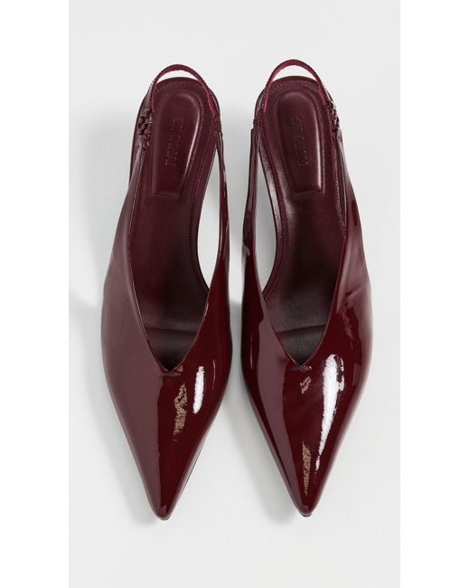 Jonathan Simkhai Brown Sylvie Patent Leather Slingback Kitten Heels