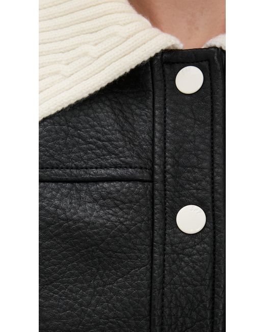Cinq À Sept Black Faux Leather Knit Sleeve Ciara Jacket
