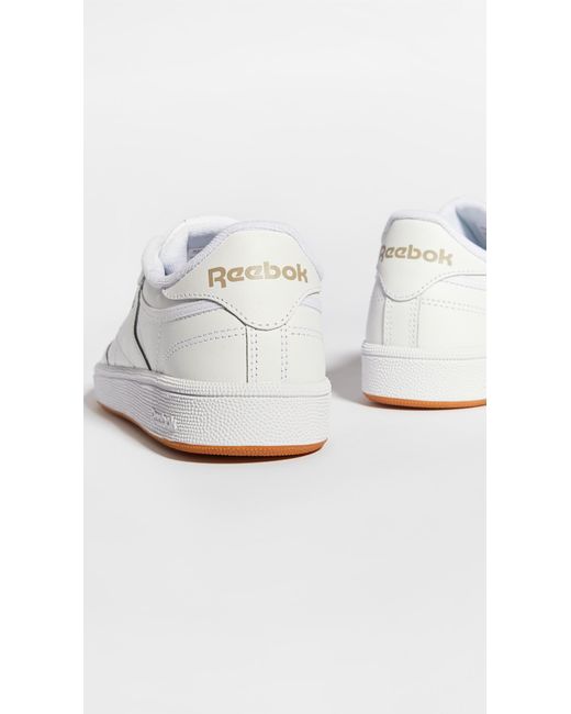 Reebok White Club C Classic Lace Up Sneakers