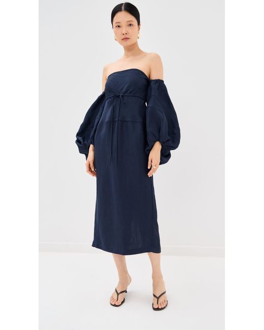 Rosie Assoulin Blue Balloon Sleeve Dress