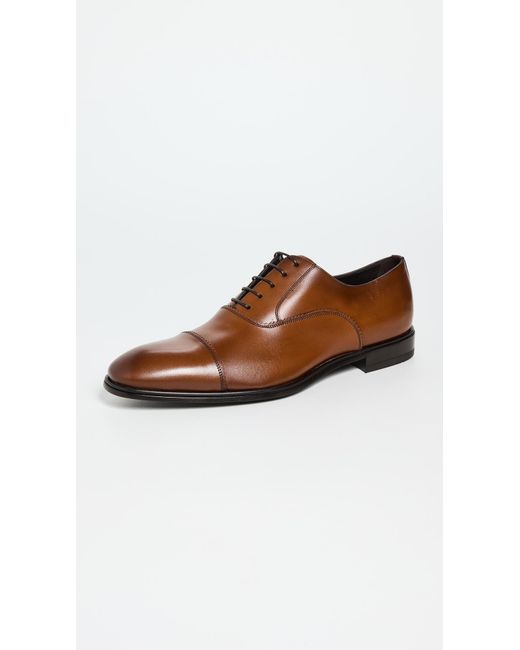 Ferragamo Brown Boston Leather Lace Up Dress Shoes for men
