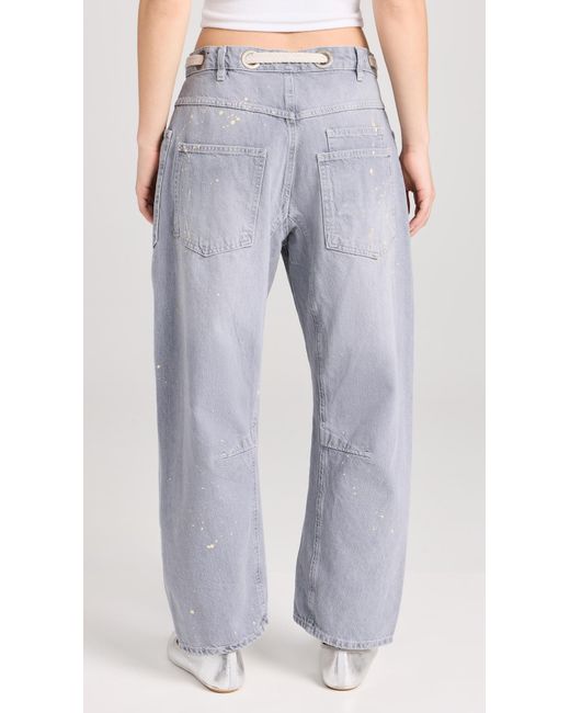 Free People Blue Moxie Low Slung Pull On Jeans