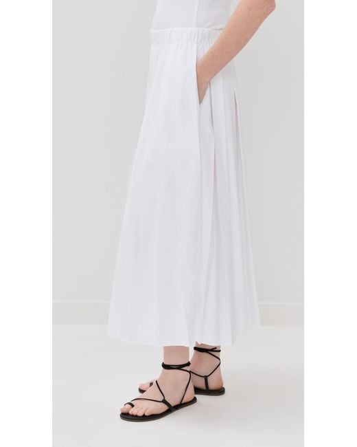 Tibi White Pleated Pull-On Skirt
