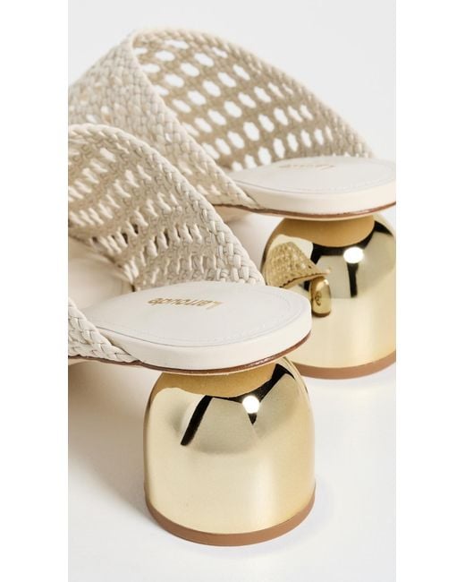 Larroude White Dew Drop Macrame Mules