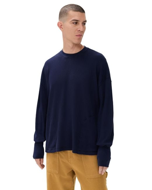 Nicholas Daley Blue Waffle Crew Neck Shirt for men