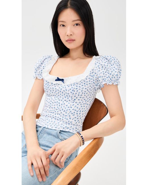 Reformation White Alice Linen Top