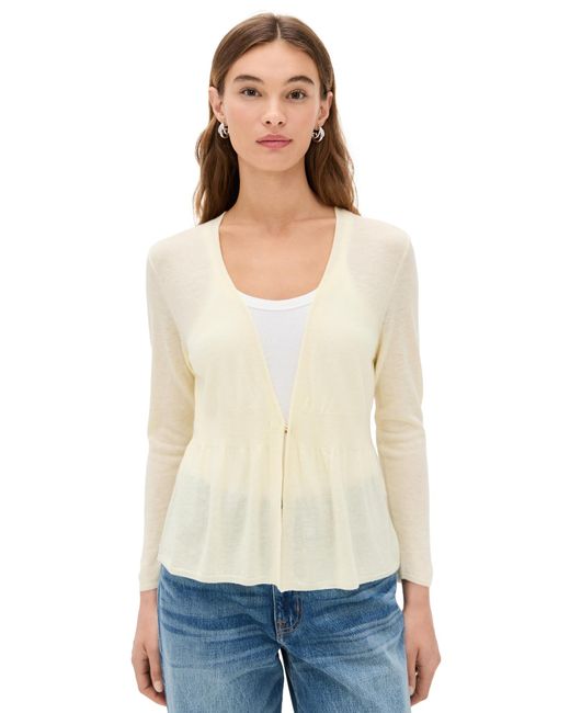 Vince White Ribbed Waist Single Button Cardigan