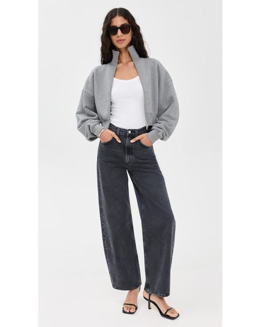 Agolde Gray Darby Zip Up Sweatshirt