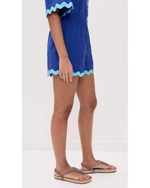 English Factory Blue Scallop Detailed Shorts